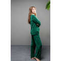 Weiches Fleece Green Solid Pyjama Set