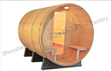Home Sauna Cabins , Weather Resistant And Cradles Barrel Steam Sauna