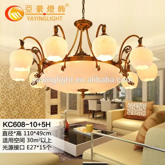 flower shades lavish brass glass chandeliers for dining room, fancy elegant dinning room flower pendant