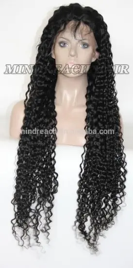 Popular style 150% density 34 inch Indian hair full lace wig