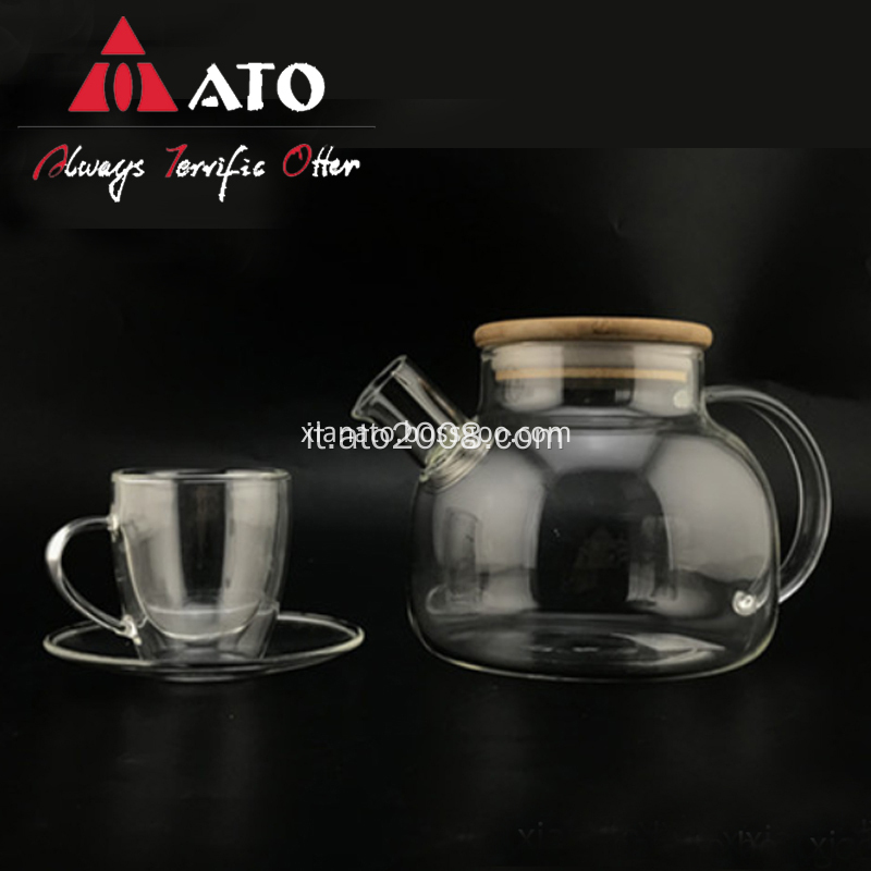 Trasparente teiera di vetro borosilicato/tazza