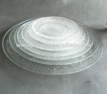 round clear glass plate, dinner plate, dessert plate