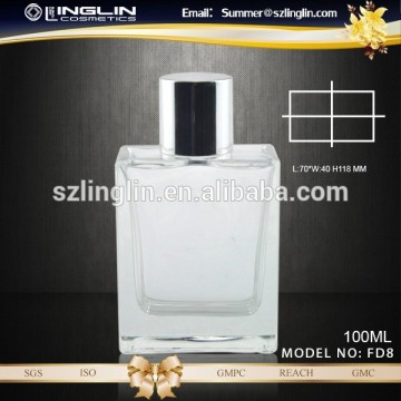 custom square glass bottle with silver cup