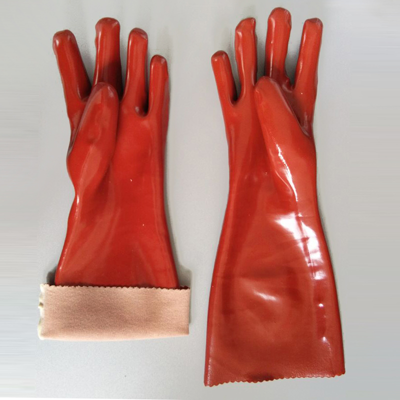 Guantes protectores largos de PVC rojo oscuro 45 cm