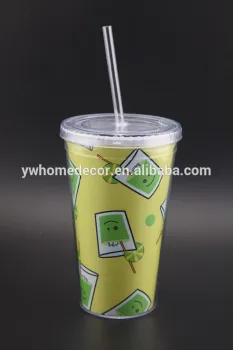 2016 new arrived fashionable /cheap plastic double wall ice mug with paper ring