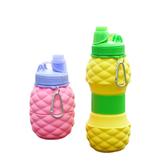 Platinum Silicone Folding Cup Pineapple Retractable Water Bottle for Outdoor Sports
