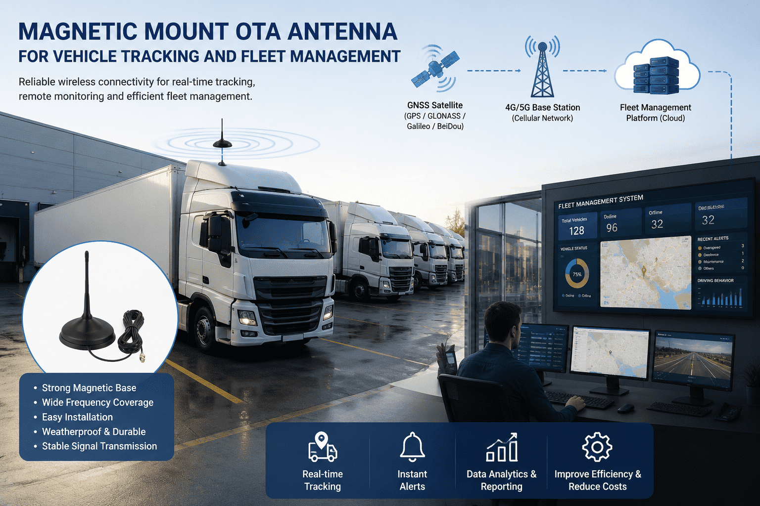 Magnetic Mount OTA Antenna for Vehicle Tracking and Fleet Management_new