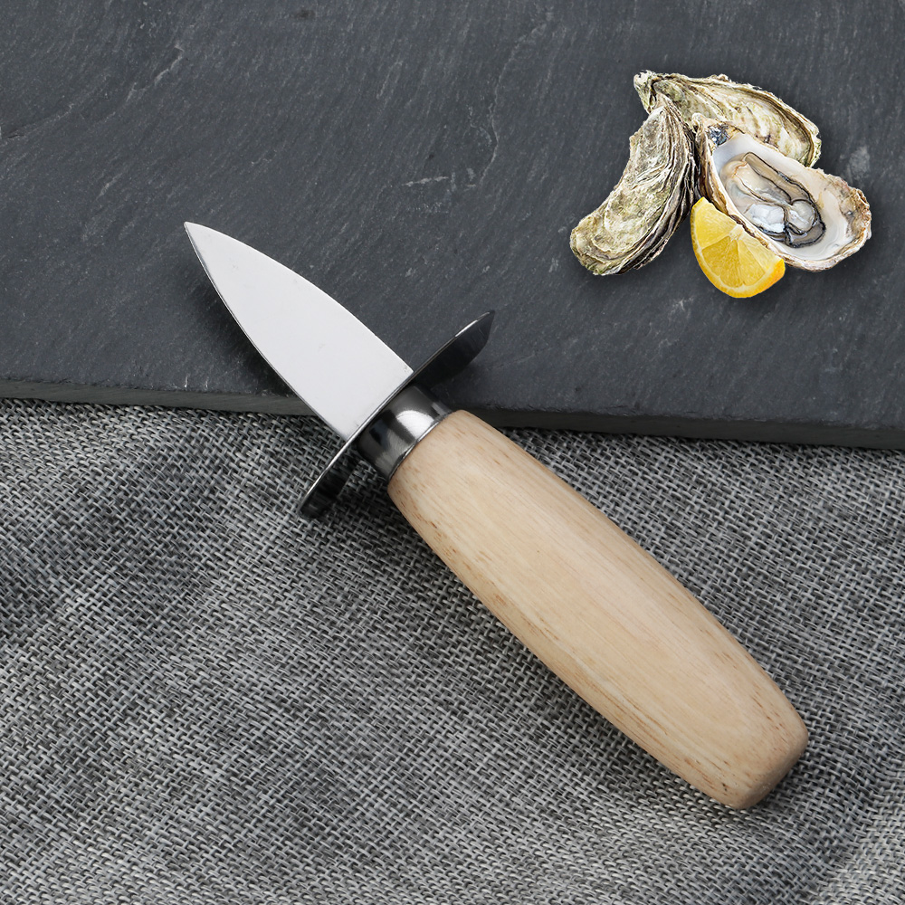 SHUCKER COLTELLO OYSTER TAGLIATO CON MANICO IN FAGGIO