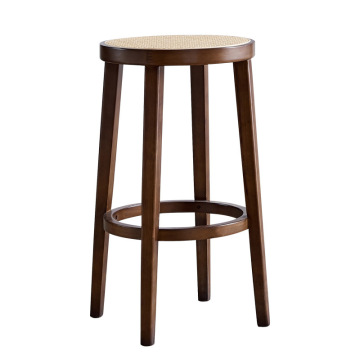Modern Retro Rattan Bar Stool - Indonesian Bent Wooden Furniture