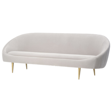 White Velvet Three-Seat Retro Style Living Room Sofa