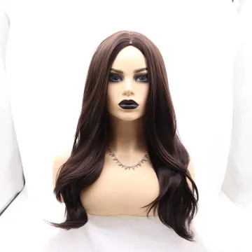 Vigorous brown mono premium high quality straight wave long wholesale black women synthetic hair wigs none lace front