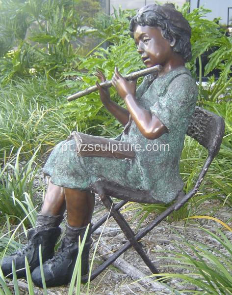 Escultura de Bronze menino tamanho jardim da vida