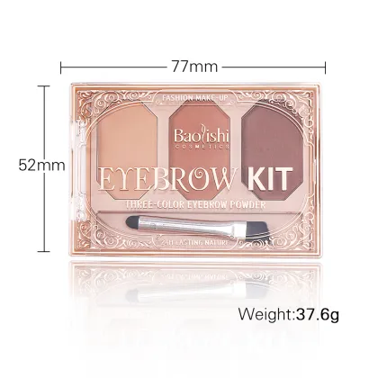 Custom Logo Eyebrow Powder Kit - 3 Colors Pressed, Waterproof Gel Makeup Brand Cosmetics