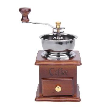 Classical Wooden Manual Coffee Grinder Stainless Steel Coffee Spice Mini Burr Mill With Ceramic Millston