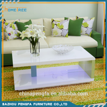 U shaped design white coffee table, wooden tea table, high gloss end table
