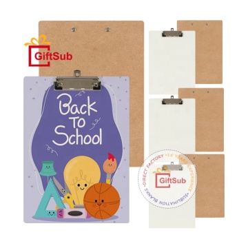 High-Quality Customizable A4 Clip Board Sublimation Metal and Wooden File Clipboards for Students and Office Use