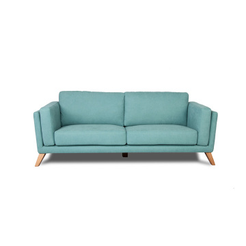 Modern Wide Arm Sofa with Wooden Feet - Natural Linen Fabric Cheap Sofa for Living Room and Office