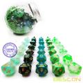 Bescon 35pcs Polyhedral RPG Dice Emeralds Set, DND Role Playing Game Dice Green Sets 5X7pcs