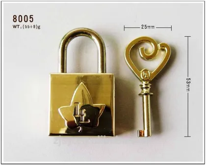 Square Shape Maple Leaf Zinc Alloy Keyed Padlock In Golden Color