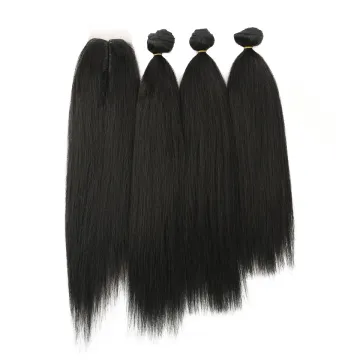 18" 20" 22" 4PCS 245g Yaki Straight Hair Bundles Synthetic Weave Hair With Lace Closure Synthetic Hair Extension For Black Women