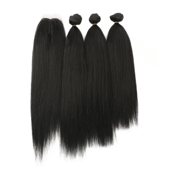18" 20" 22" 4PCS 245g Yaki Straight Hair Bundles Synthetic Weave Hair With Lace Closure Synthetic Hair Extension For Black Women