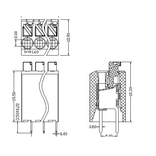 AT117-3.81XXX-B PCB Spring Terminal Block Pitch3.81 