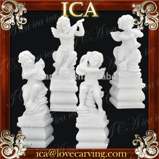 Hand carved polished garden white angel stone sculpture