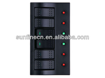 12V/ 24V Waterproof 6 way LED Rocker Switch Panel with Indicator PCB IP68