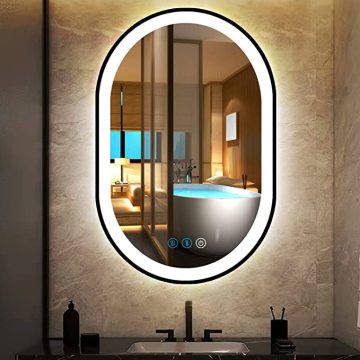 2022 Fashion Black Frame Design LED Mirror