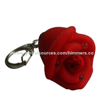 Customized logo free promotional rose LED sound key-chain