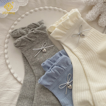 韓国語版の弓のリボンチューブソックスバブルマウスレース