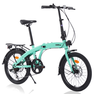 Bicycle pieghevole Zukka 20 '' con telaio in acciaio e freno a disco - bici pieghevole per pendolare a 7 accessi