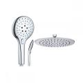 Chrome white ABS 3-function rotation shower head with button control