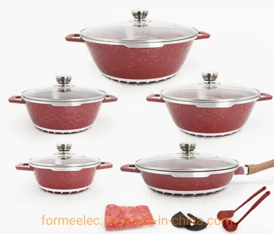 15 Pieces Cookware Set Casserole Aluminum Granite Set Maifan Stone Casserole