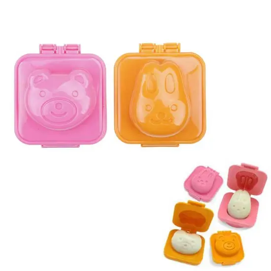 plastic bear and bunny shaped hard boiled egg molds for cooking tool