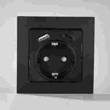 Socket UE USB TIPO C Wall Socket PC COPPER 16A SCocchia di potenza a parete Eu USB +Tipo C