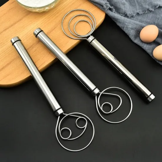 Hand-held Stainless Steel Egg Beater for Flour and Dough Mixing