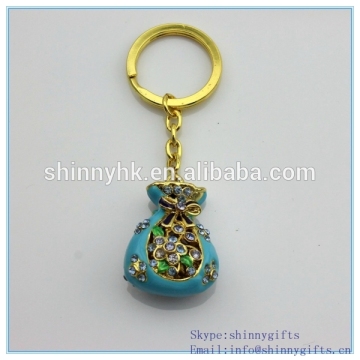 Shinny Gifts Fashion handmade metal key chains with bag shape for presents SI-SCK20140025