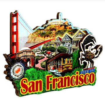 City Scene Wooden Fridge Magnet Handcrafted Wood Craft for Home Decor Kitchen Wall Sign