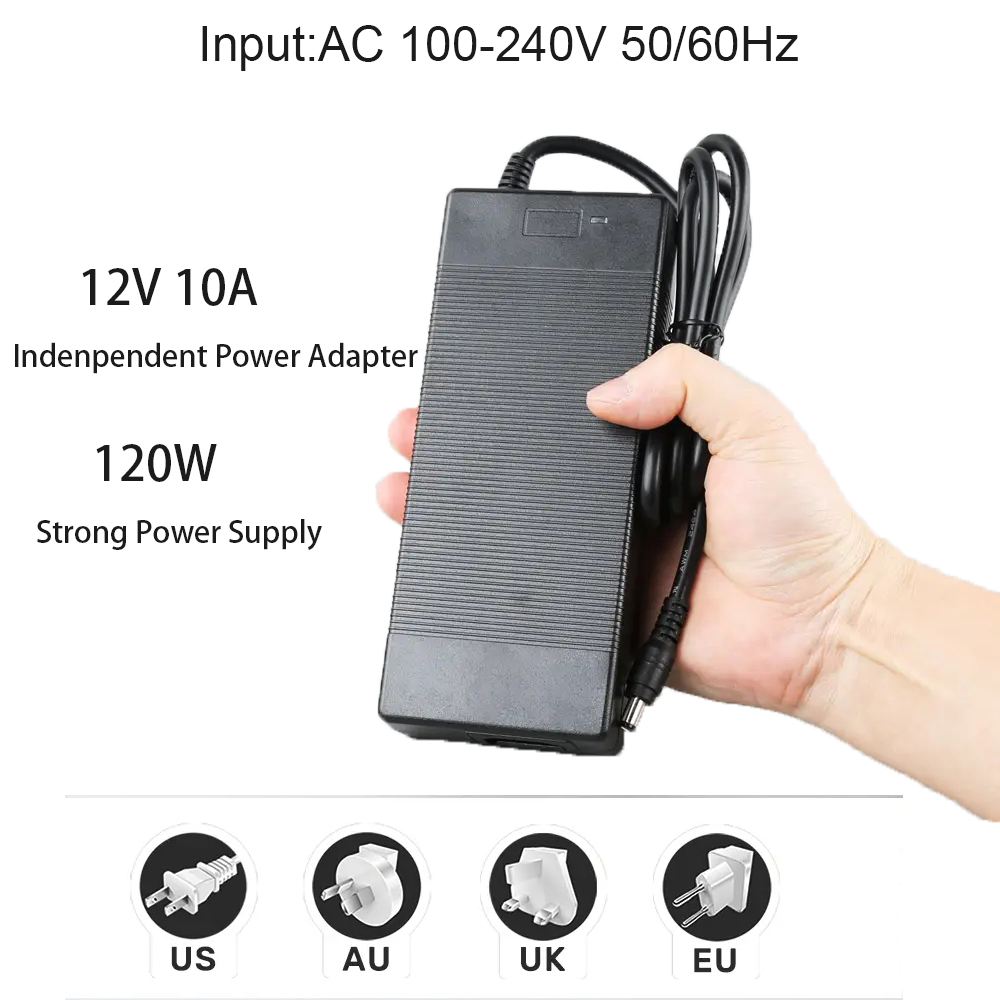 With 12V10A external power supply, lightweight