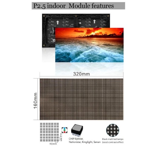 P2.5 Modules de panneaux muraux vidéo à LED intérieurs