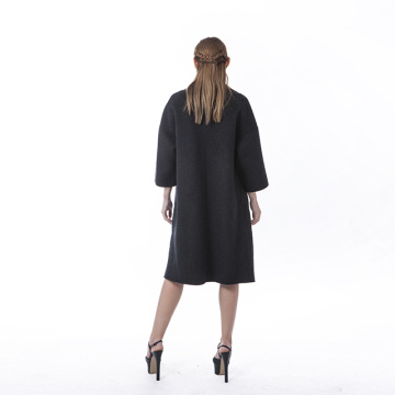 Fashionable black cashmere overcoat