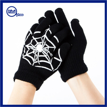 Special black knitting hip-hop youth dance cycling gloves spider pattern