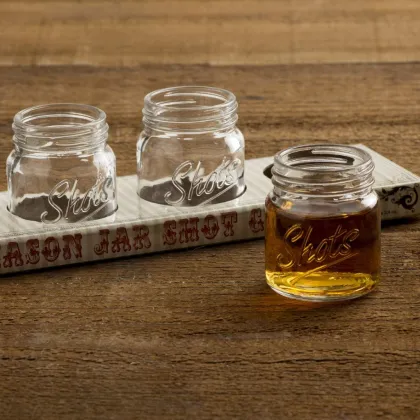 custom logo clear glass mason jar shot glasses