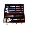 Набор инструментов для барбекю с деревянной ручкой из 5 предметов