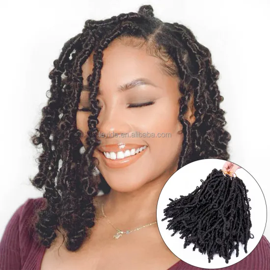12 Inch Butterfly Locs Crochet Hair Short Bob Butterfly Locs Distressed Locs Natural Pre Looped Crochet Braids Hair Extension
