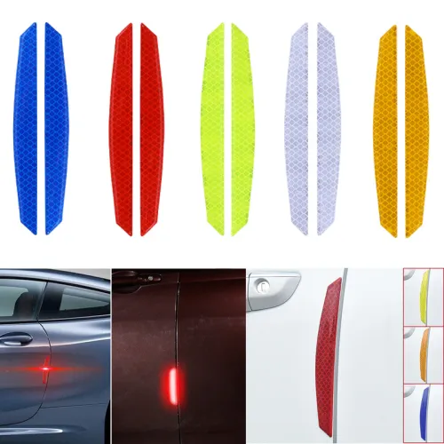 4pc 5 Colors Car Door Reflective Sticker Decal Warning Tape Car