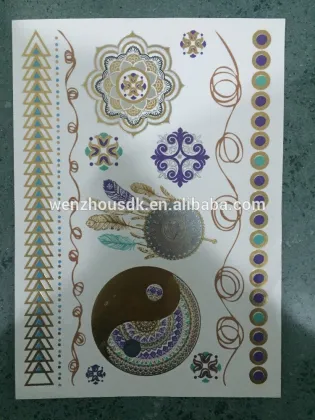 Flash tattoo removal Multicolor temporary tattoo gold silver tattoos