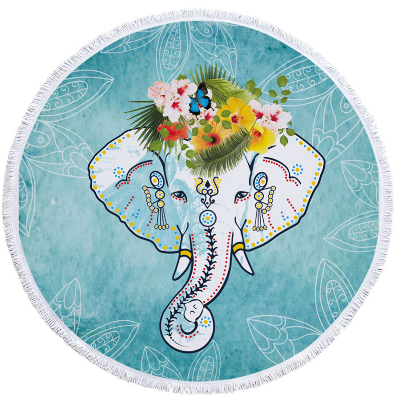 Groovy Elephants Beach Towels Round