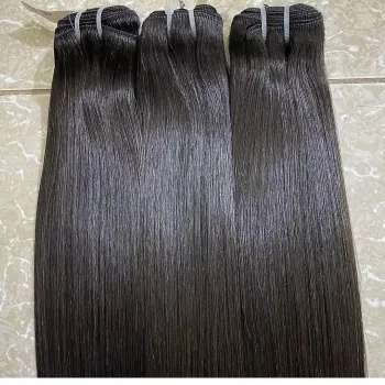 Wholesale 100% Human Hair Bundle Super Double Drawn Raw Vietnam Human Hair Bone Straight with Closure